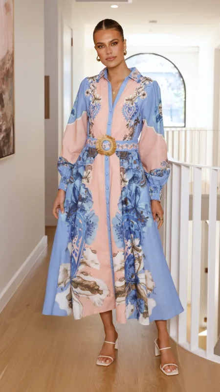 Naliah Long Sleeve Maxi Dress - Willow Blue sold by Billy J