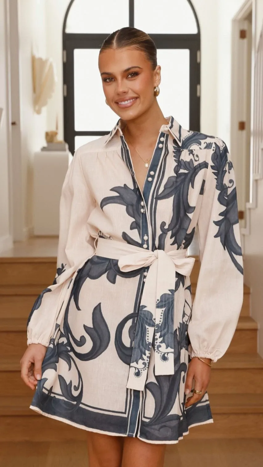 Lucia Long Sleeve Mini Dress - Cream Zayna sold by Billy J