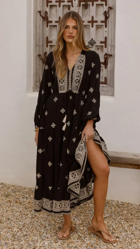 Ellarose Maxi Dress - Black/Beige made by Billy J