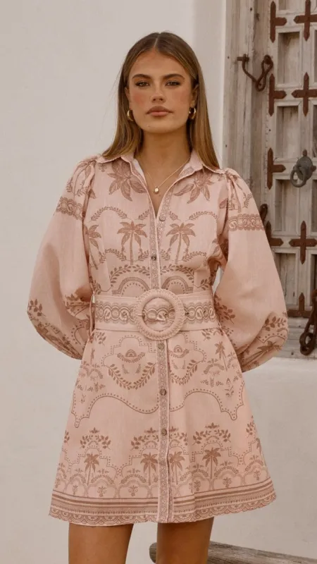 Xander Long Sleeve Mini Dress - Blush sold by Billy J