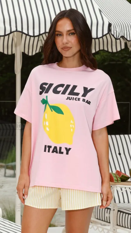 Sicily Juice Bar Top and Shorts Set - Pink/Yellow sold by Billy J