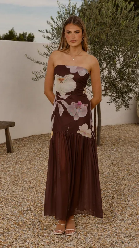 Elle Maxi Dress - Brown Floral sold by Billy J