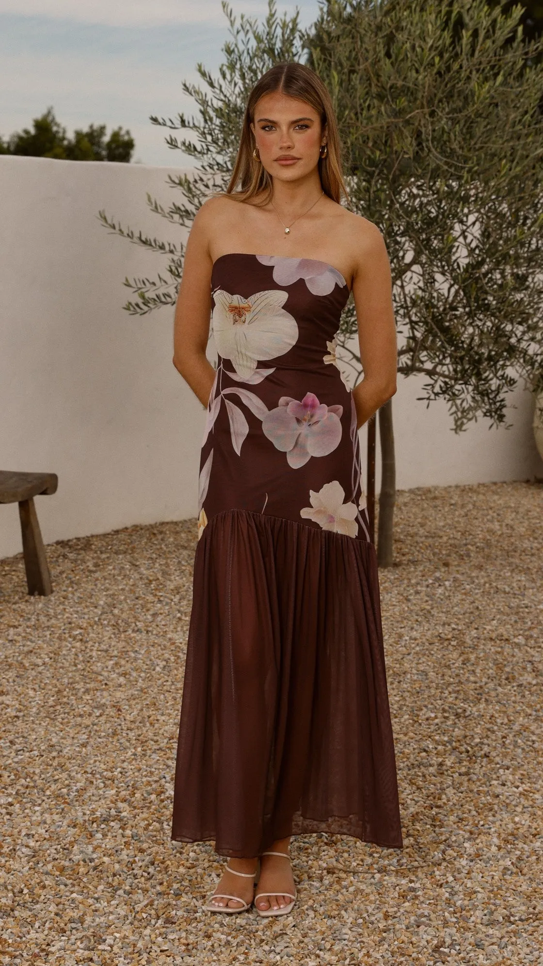 Elle Maxi Dress - Brown Floral sold by Billy J