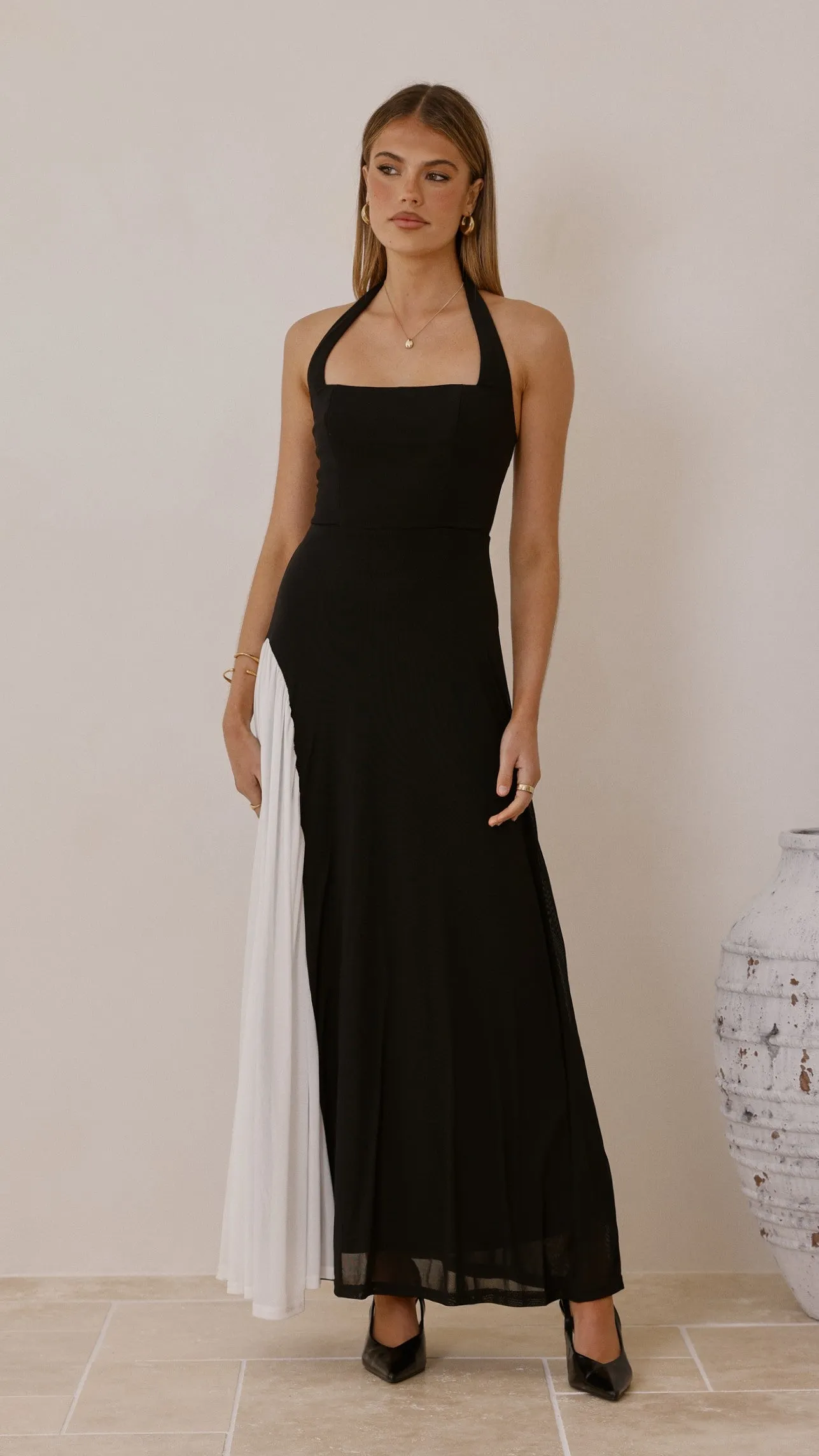 Cia Maxi Dress - Black/White sold by Billy J