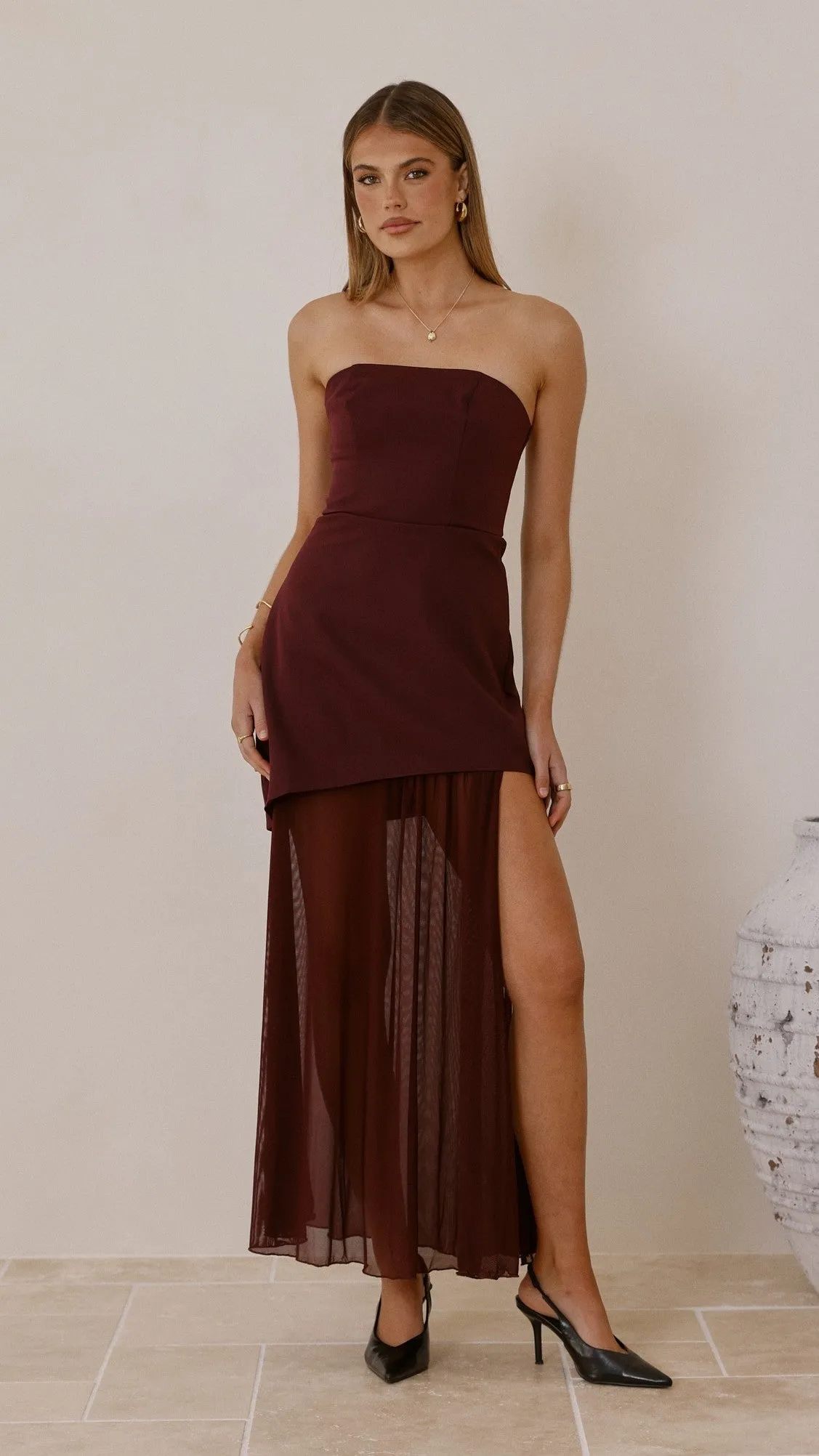 Fenella Asymmetrical Maxi Dress - Plum sold by Billy J product image thumbnail 5