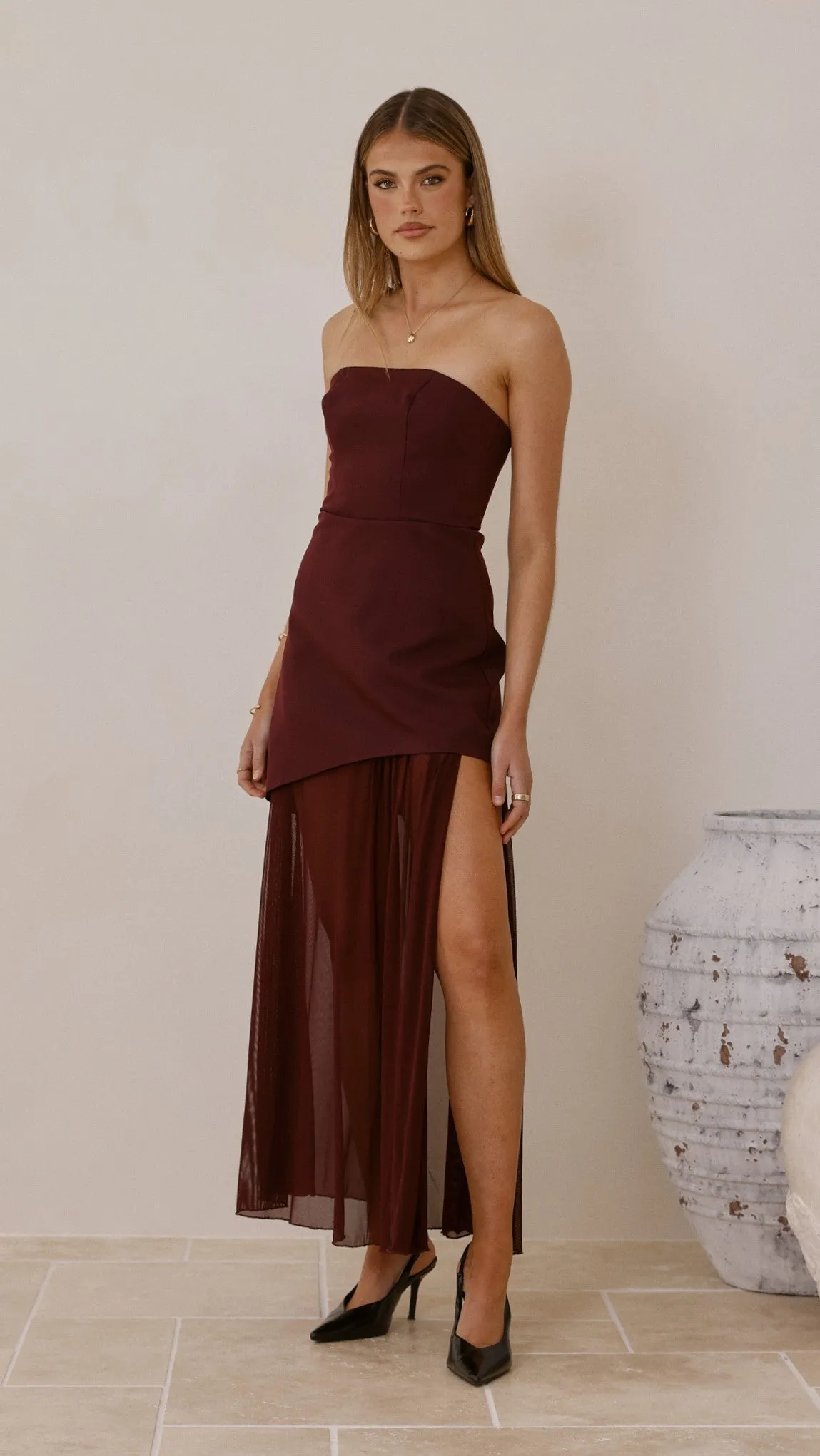 Fenella Asymmetrical Maxi Dress - Plum sold by Billy J product image thumbnail 3