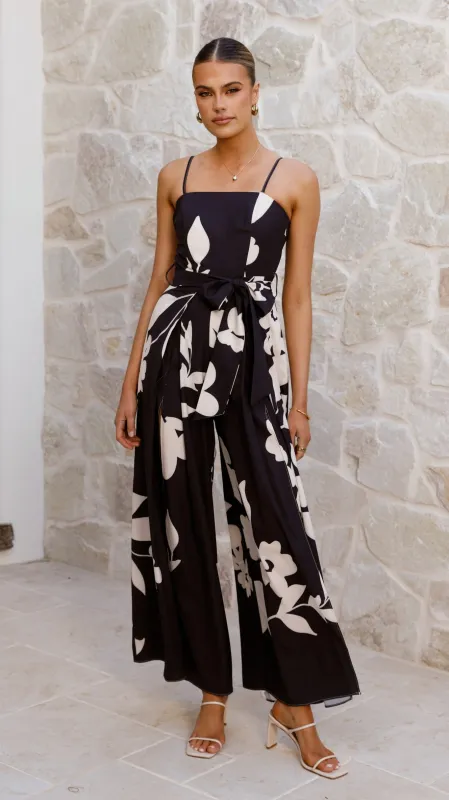 Carson Front Split Strapless Jumpsuit - Black Floral sold by Billy J