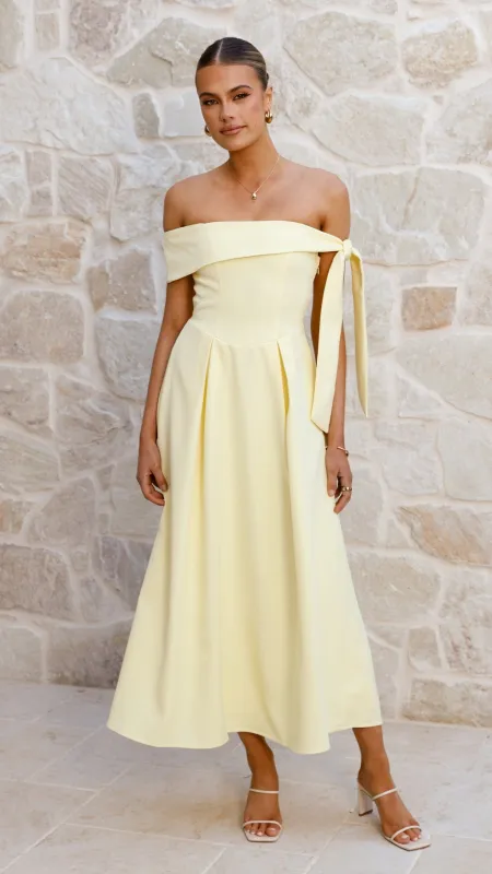 Bentley Off Shoulder Midi Dress - Lemon sold by Billy J