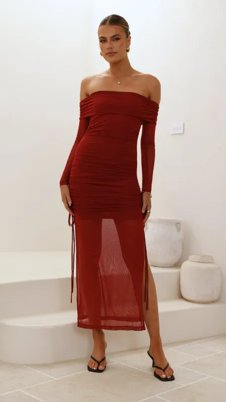 Isadora Off Shoulder Maxi Dress - Wine sold by Billy J