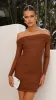 Isadora Off Shoulder Mini Dress - Chocolate sold by Billy J