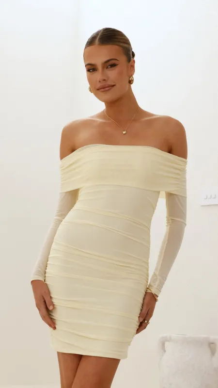 Isadora Off Shoulder Mini Dress - Yellow sold by Billy J