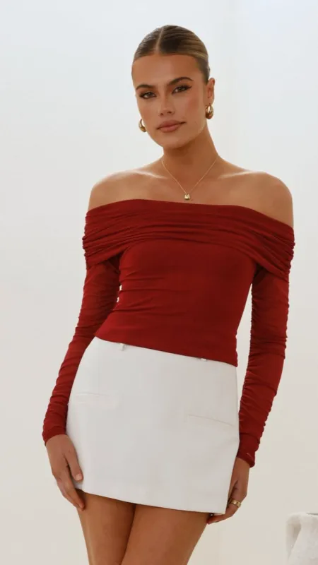 Isadora Off Shoulder Top - Wine sold by Billy J