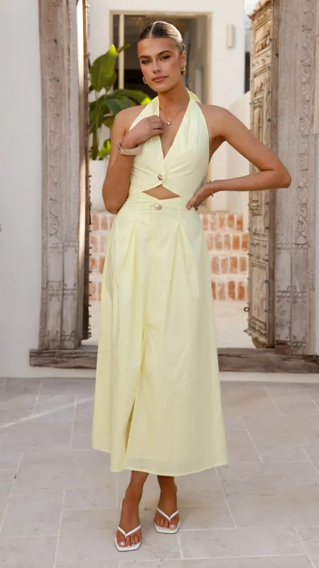 Wesley Halter Neck Maxi Dress - Yellow sold by Billy J