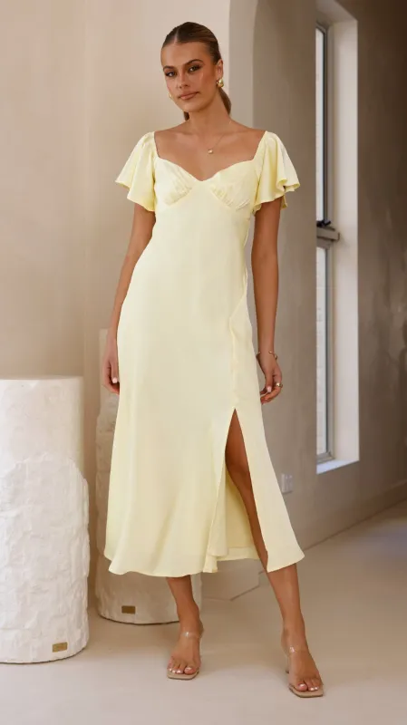 Louisa Midi Dress - Yellow sold by Billy J