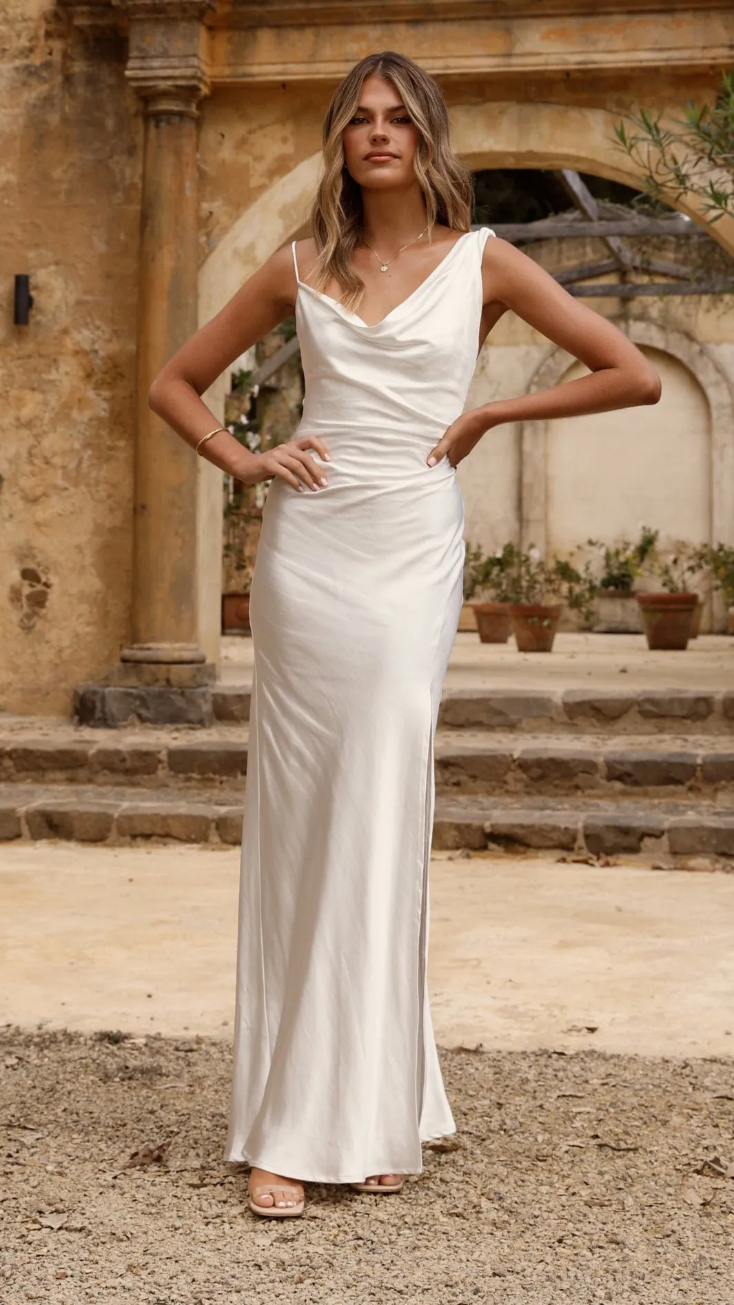 Iris Asymmetrical Maxi Dress - Ivory sold by Billy J product image thumbnail 4