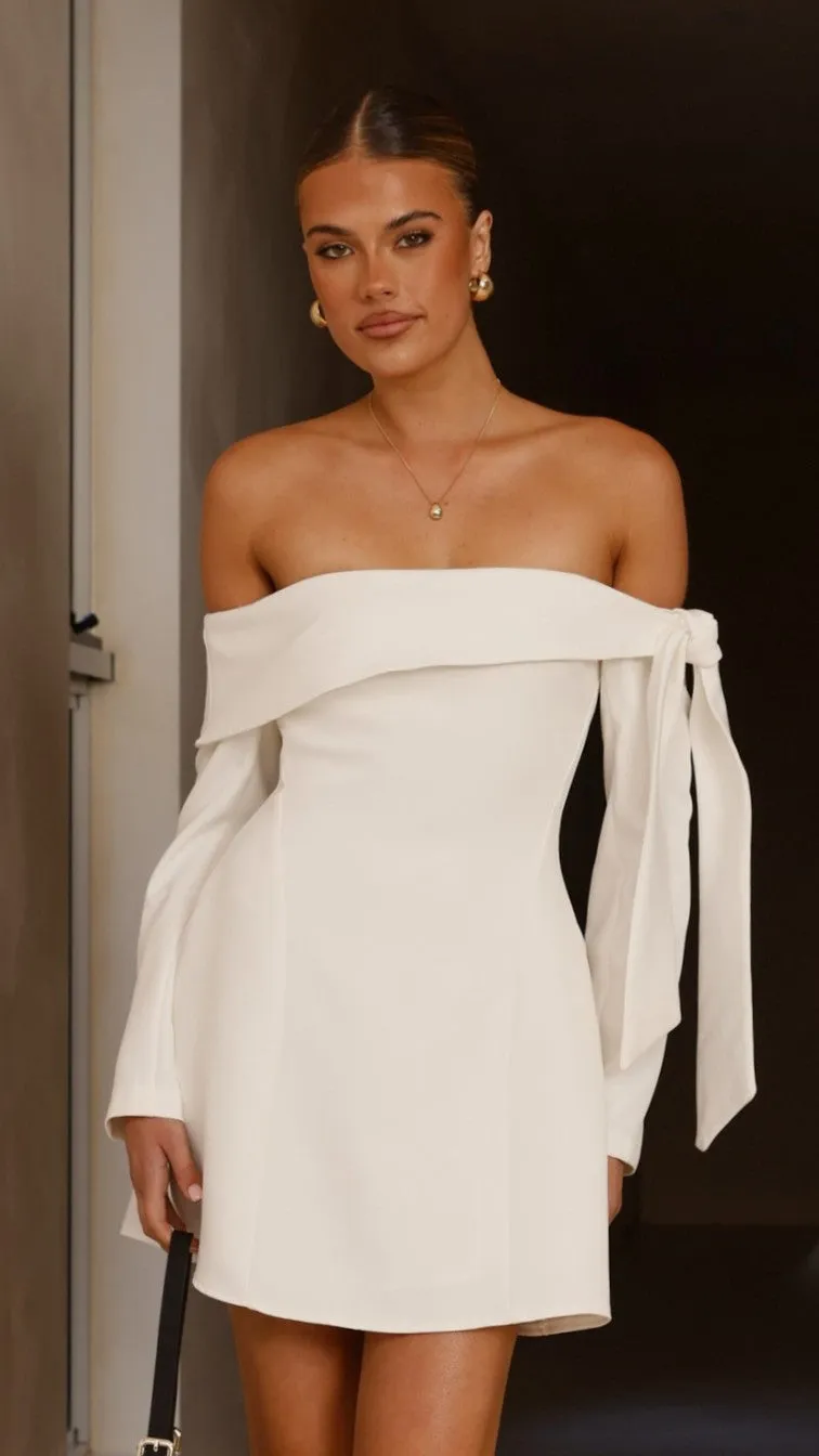 Halen Long Sleeve Mini Dress - White sold by Billy J