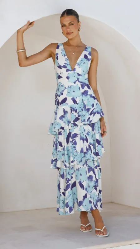 Stasie Maxi Dress - Blue Floral sold by Billy J