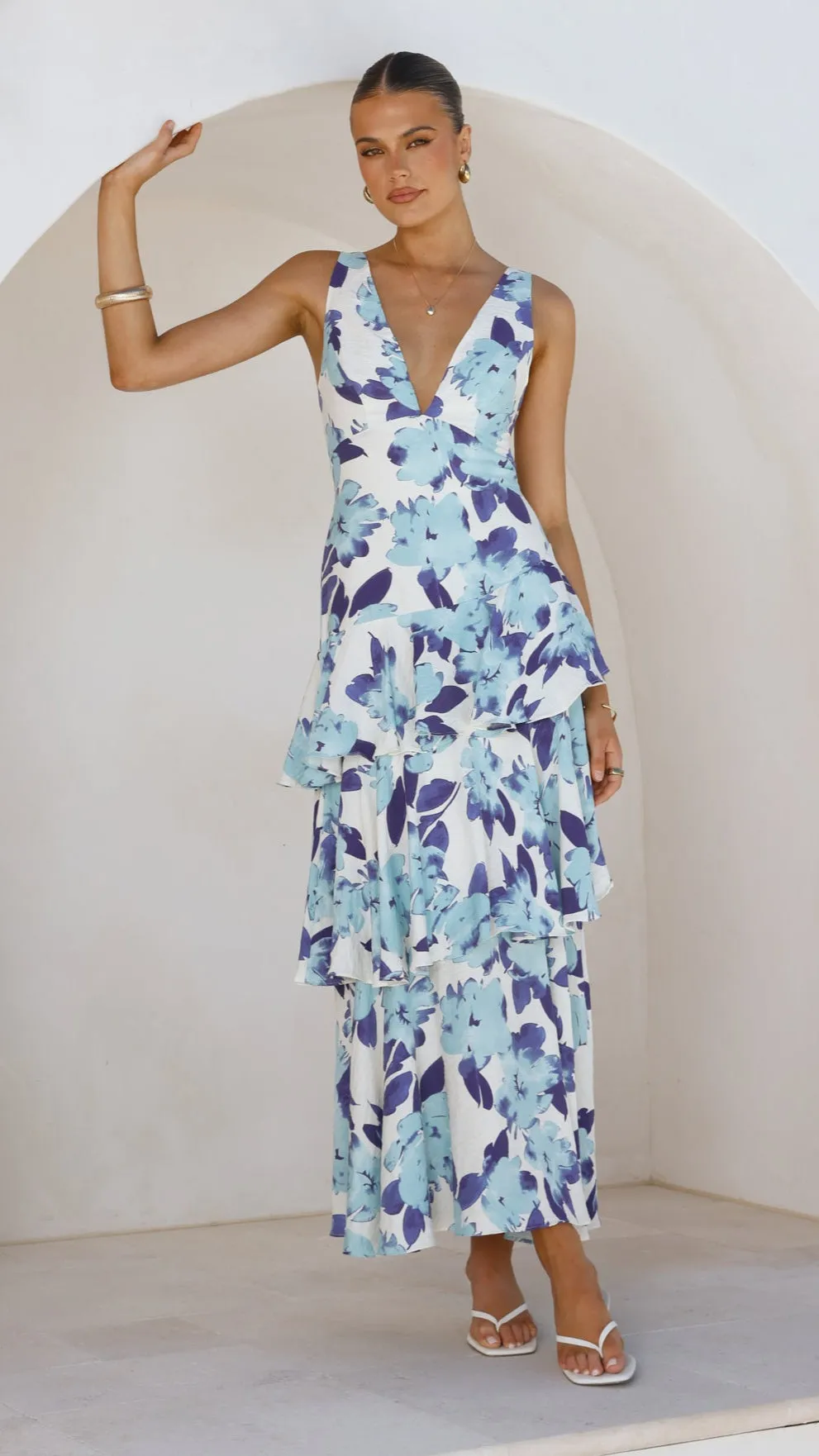 Stasie Maxi Dress - Blue Floral sold by Billy J