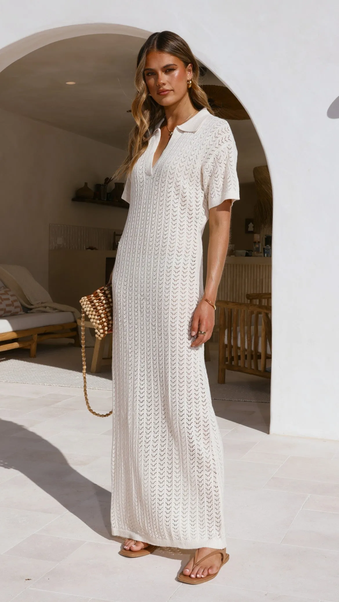 Tiffy Crochet Short Sleeve Maxi Dress - White sold by Billy J product image thumbnail 3