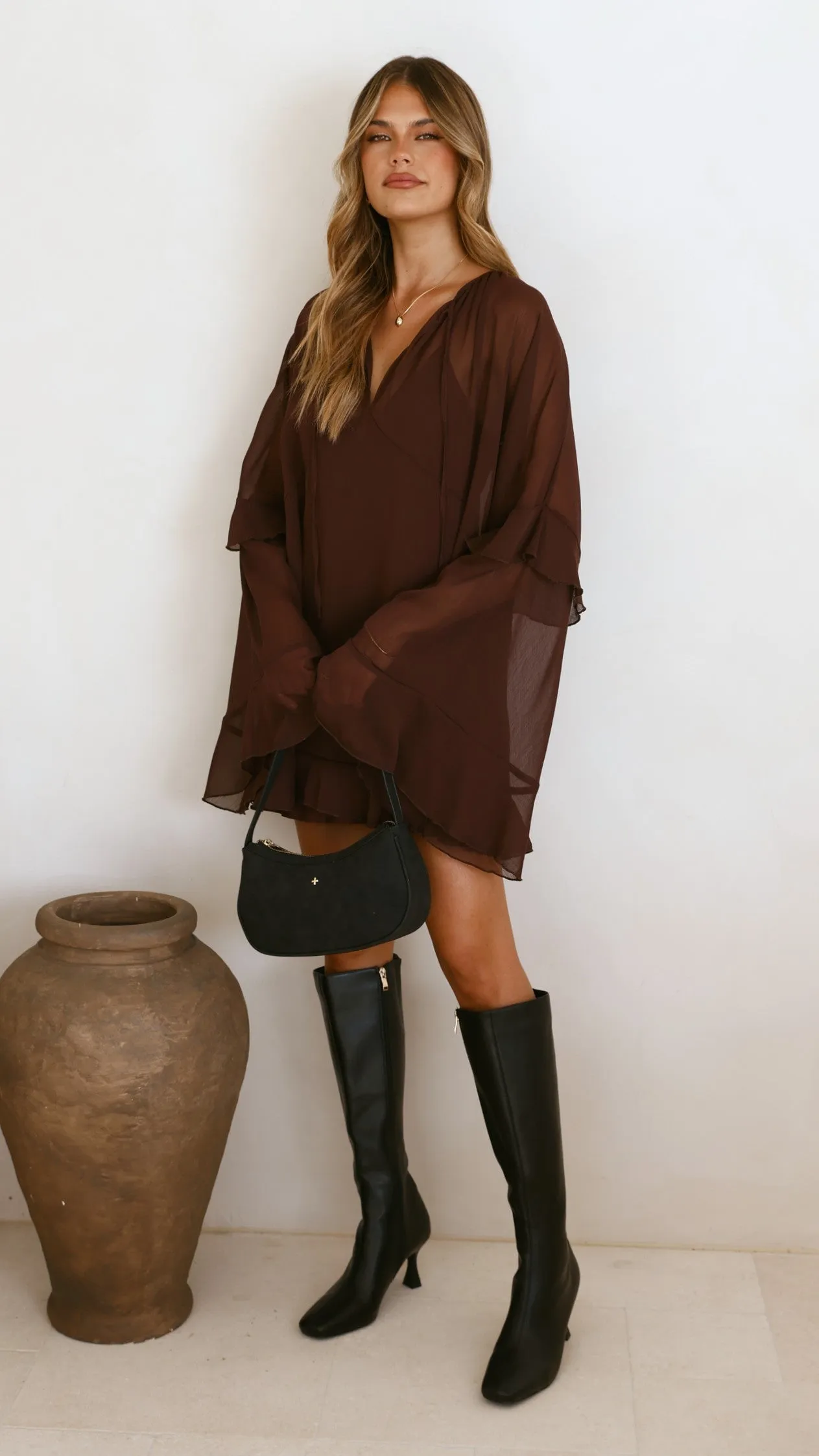 Leera Mini Dress - Chocolate sold by Billy J product image thumbnail 4