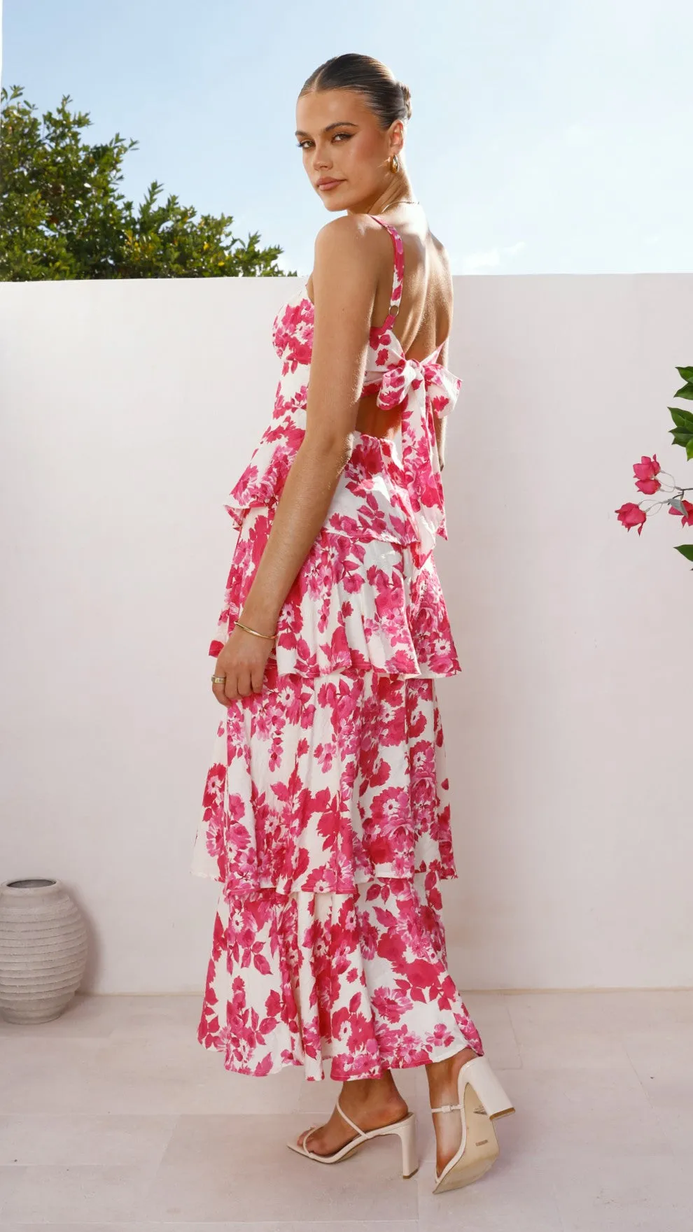 Odilia Maxi Dress - Pink/White Floral sold by Billy J product image thumbnail 4