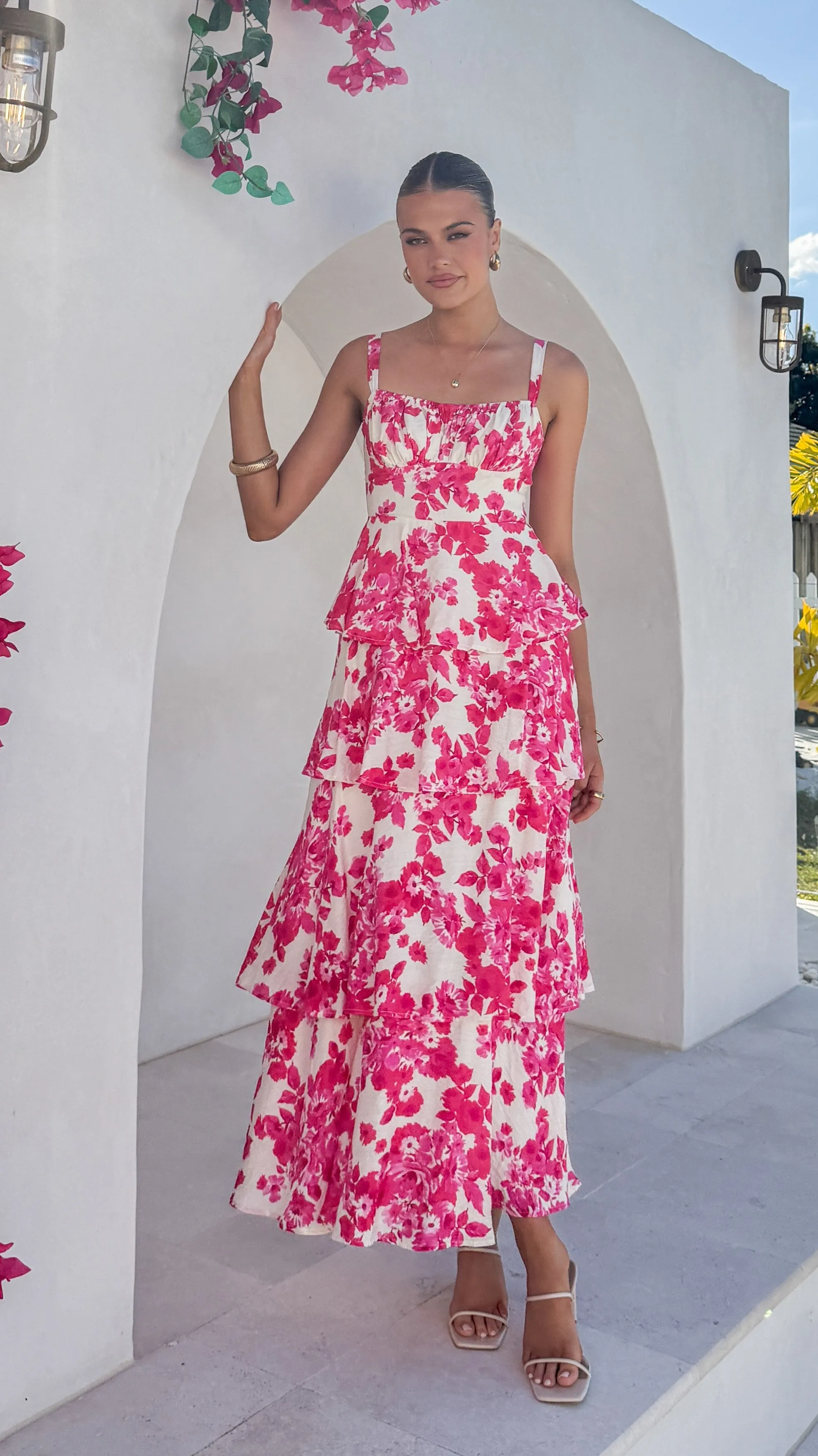 Odilia Maxi Dress - Pink/White Floral sold by Billy J product image thumbnail 5