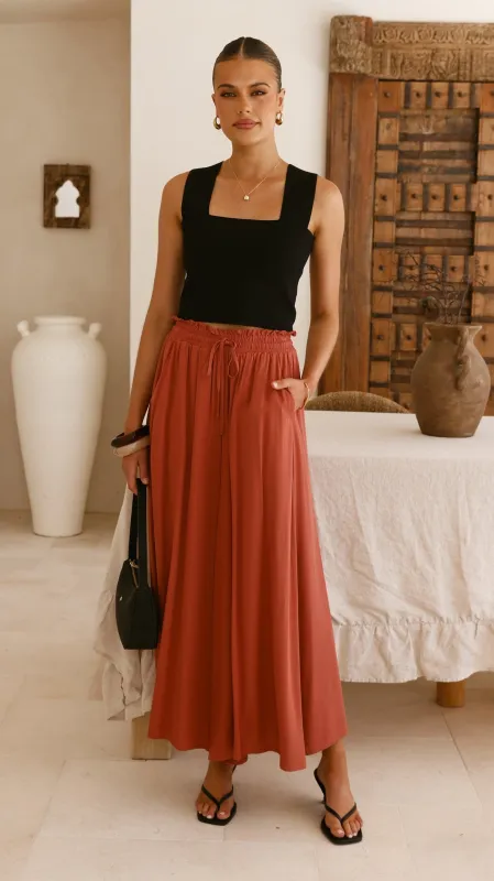 Aria Wide Leg Pants - Terracotta sold by Billy J