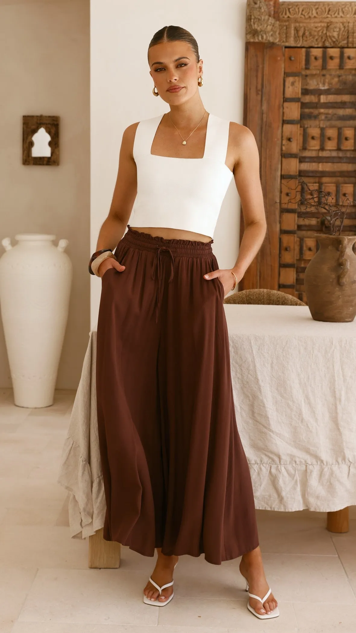 Aria Wide Leg Pants - Chocolate sold by Billy J product image thumbnail 4