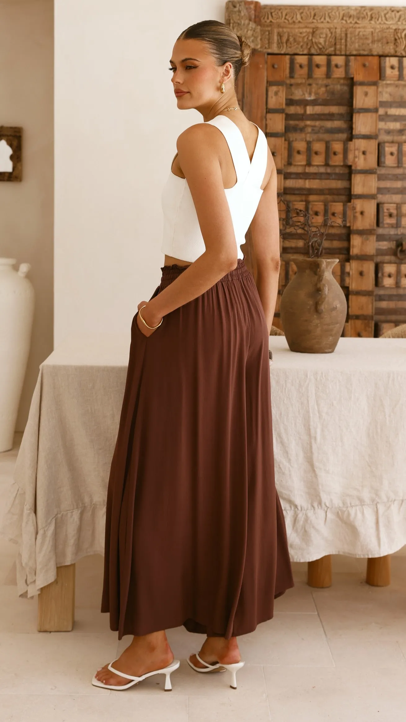 Aria Wide Leg Pants - Chocolate sold by Billy J product image thumbnail 2