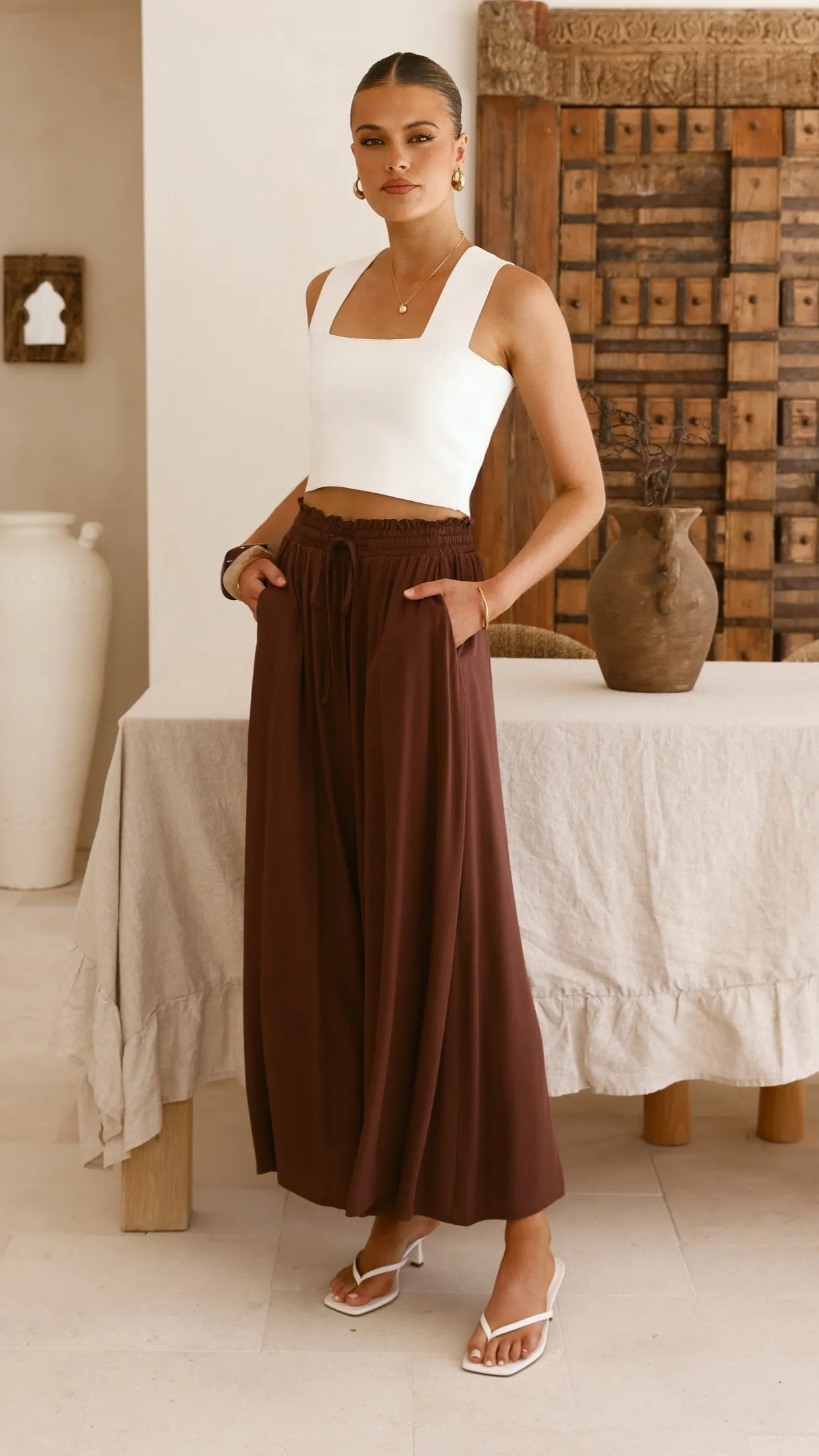 Aria Wide Leg Pants - Chocolate sold by Billy J product image thumbnail 3