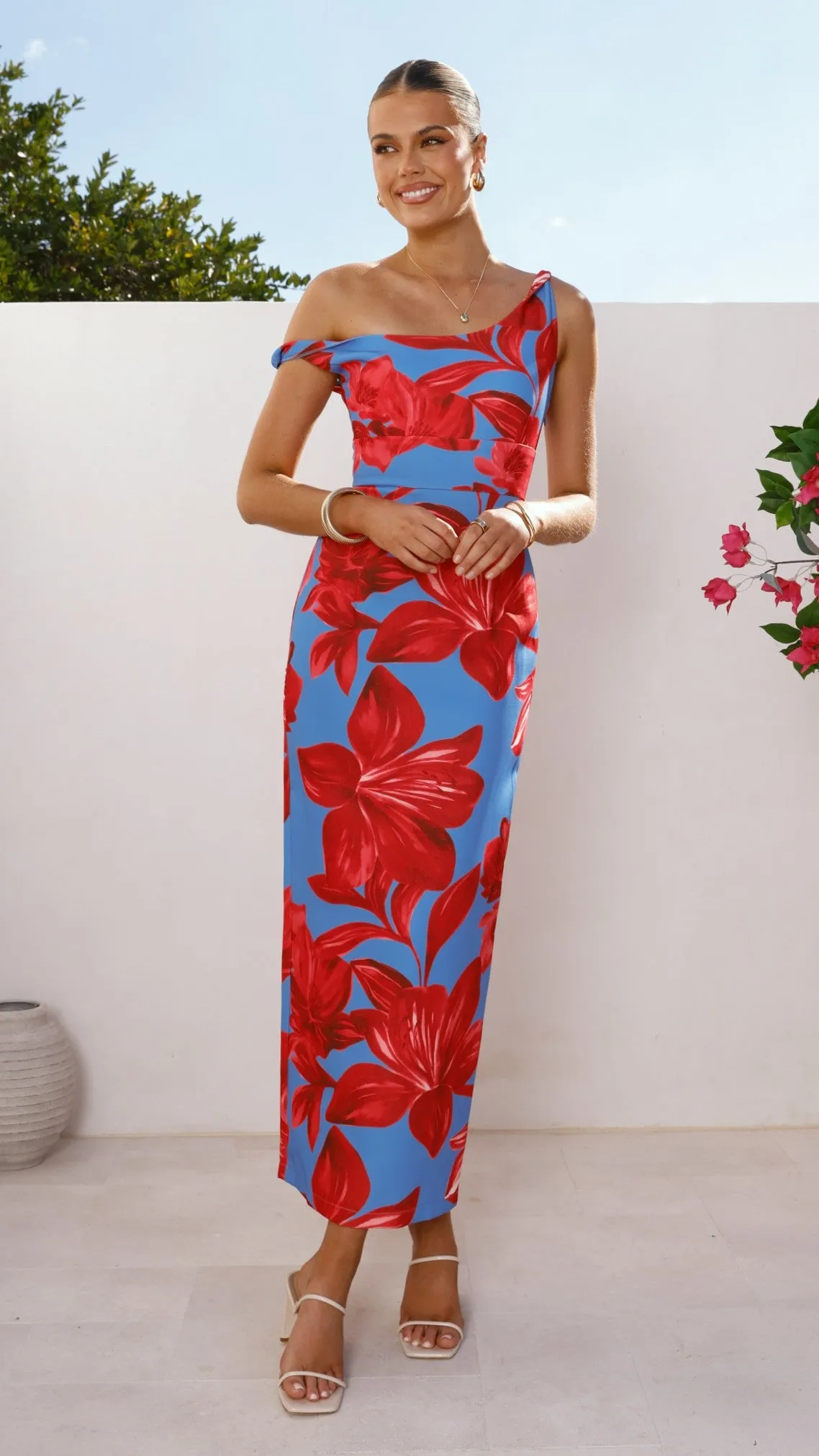Lorina Maxi Dress - Red/Blue Floral sold by Billy J product image thumbnail 3
