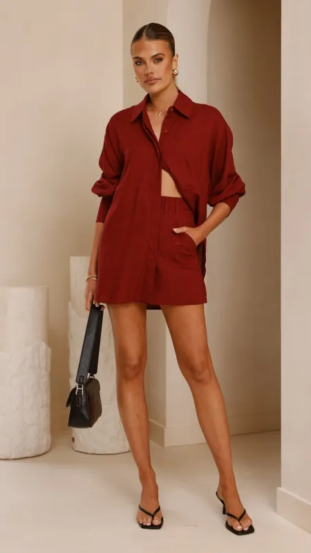 Charla Mini Skort - Burgundy sold by Billy J
