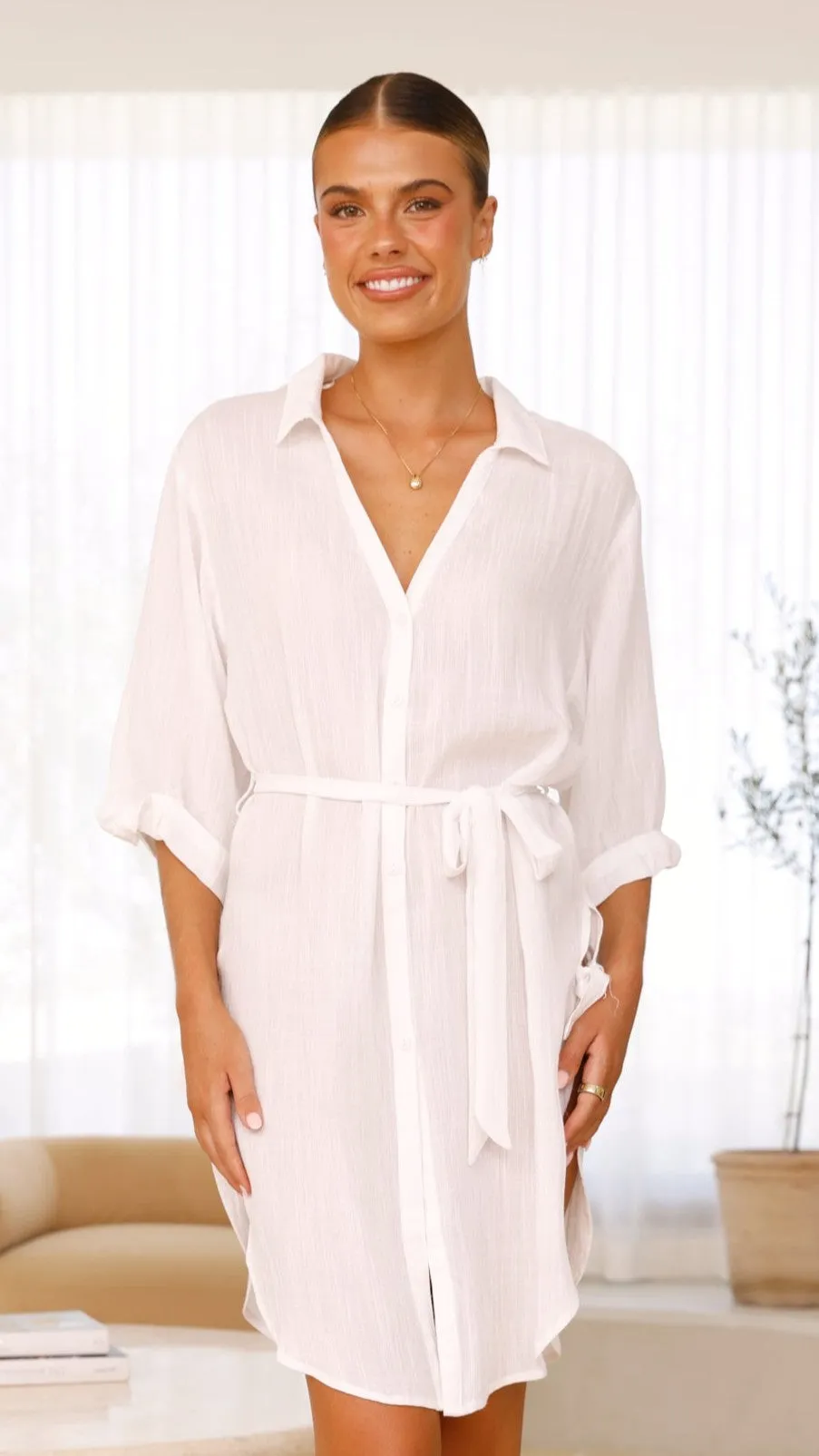 Vesper Button Down Beach Cover Up - White sold by Billy J product image thumbnail 5