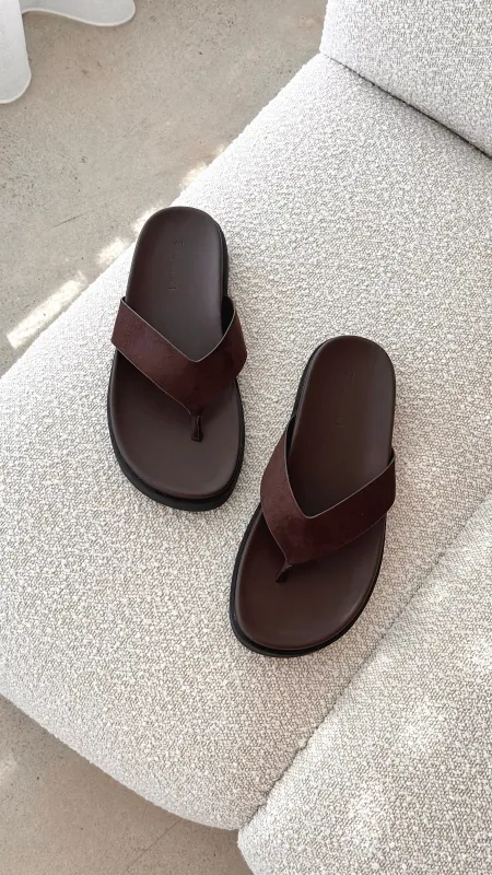 Aila Thong - Dark Cacao Suede sold by Billy J