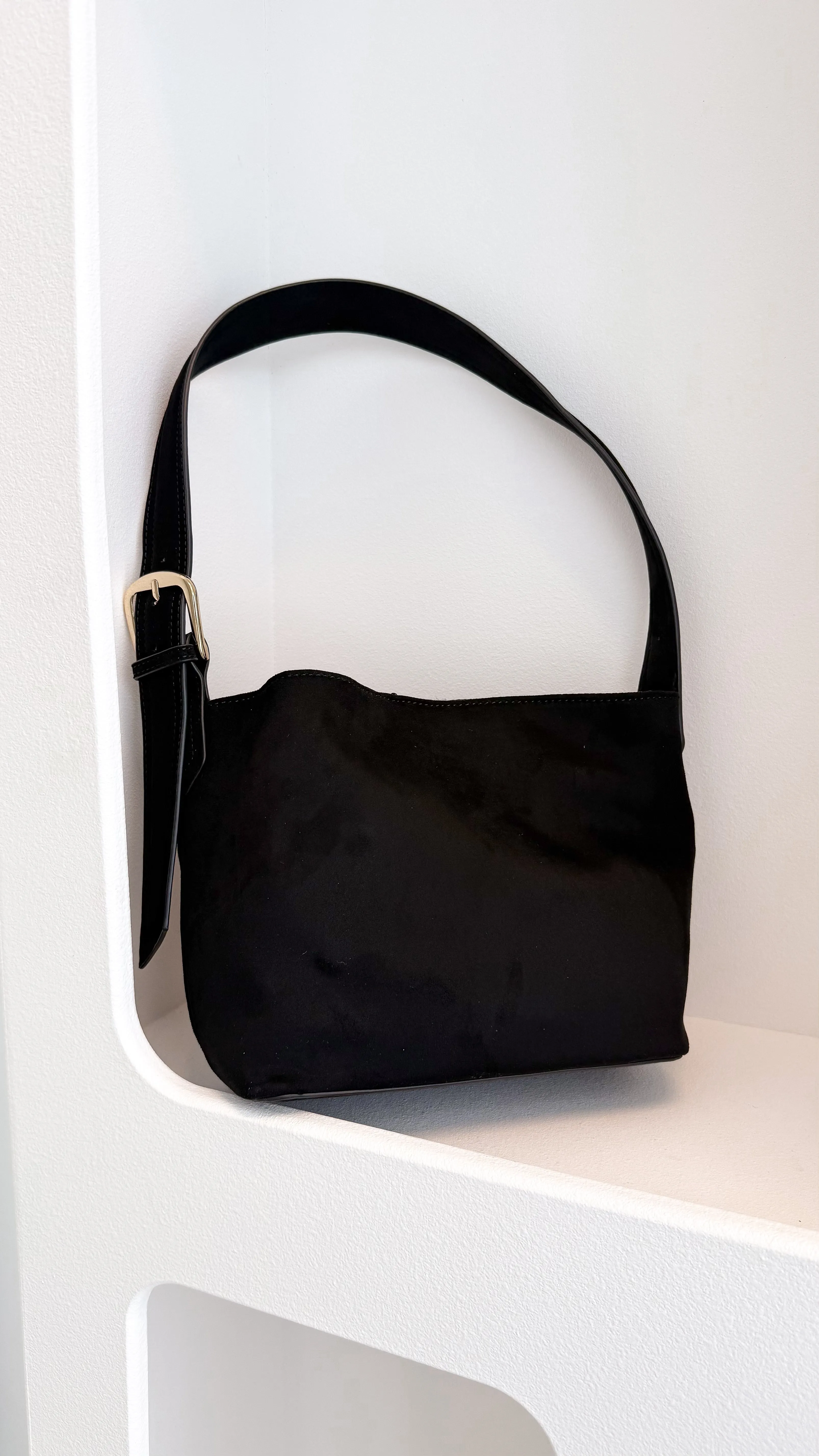 Freya Shoulder Bag - Black Suede sold by Billy J