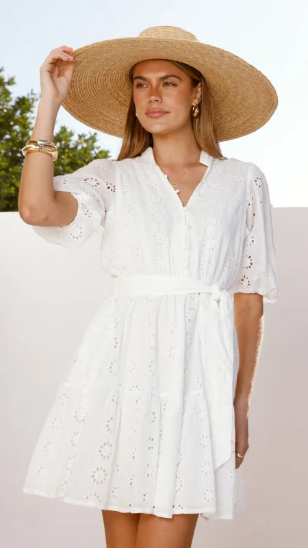 Francia Mini Dress - White sold by Billy J