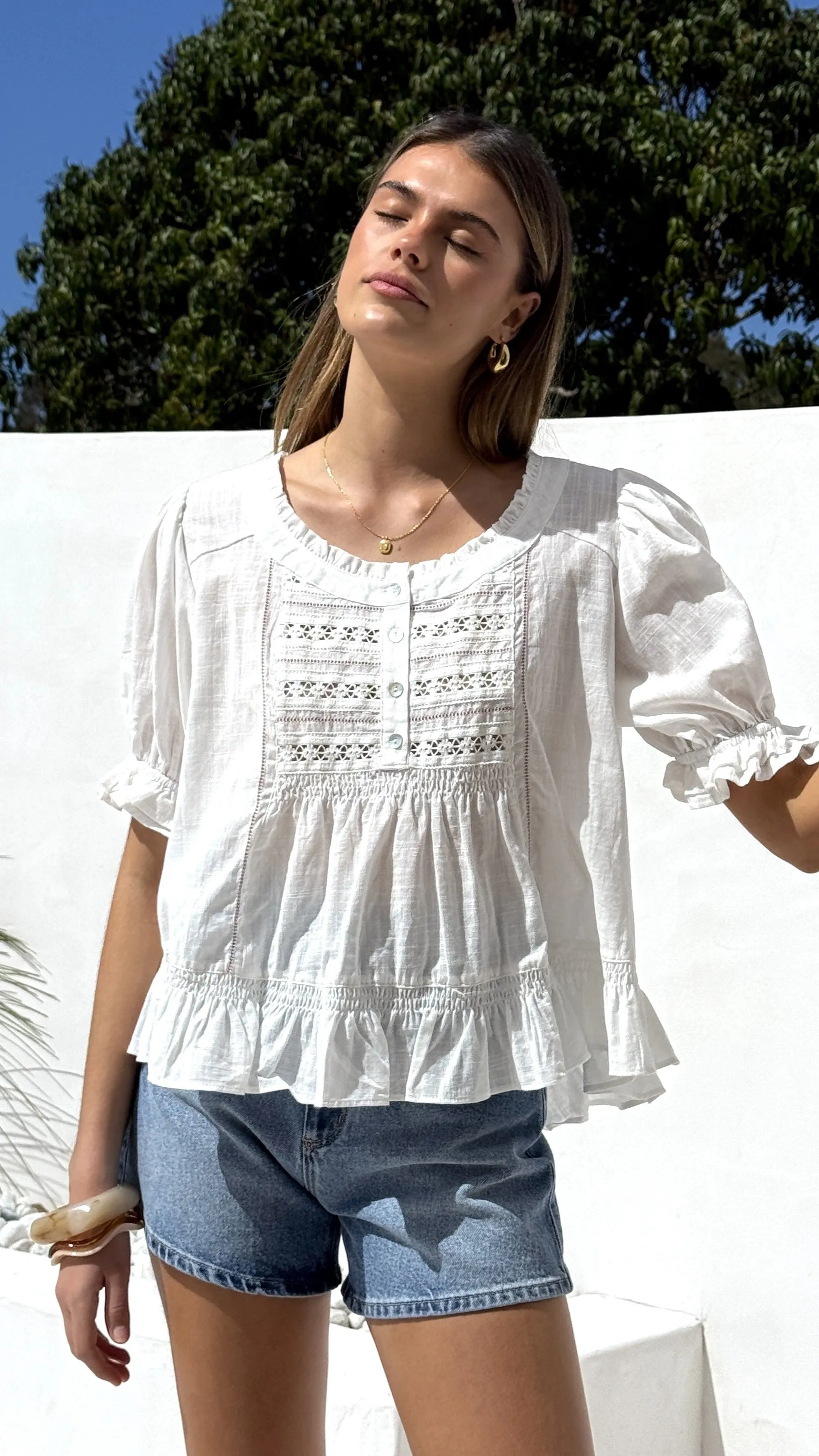 Kamilia Frill Top - White sold by Billy J product image thumbnail 4