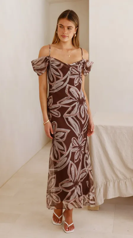 Adrianna Midi Dress - Brown Floral sold by Billy J