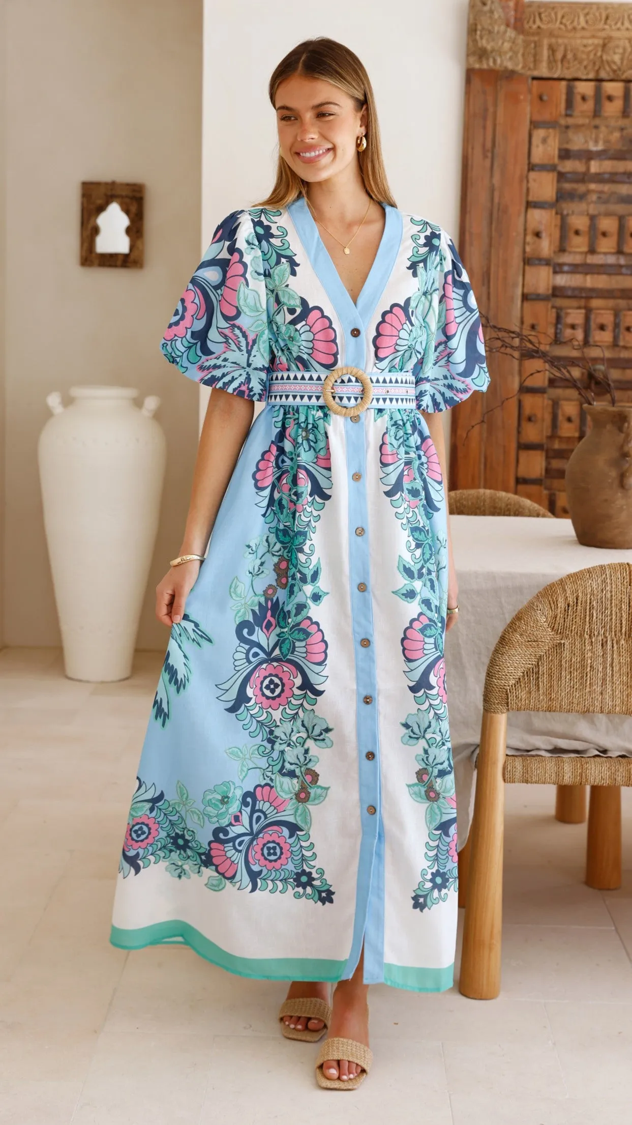 Dali Maxi Dress - Island Bloom Blue sold by Billy J product image thumbnail 3