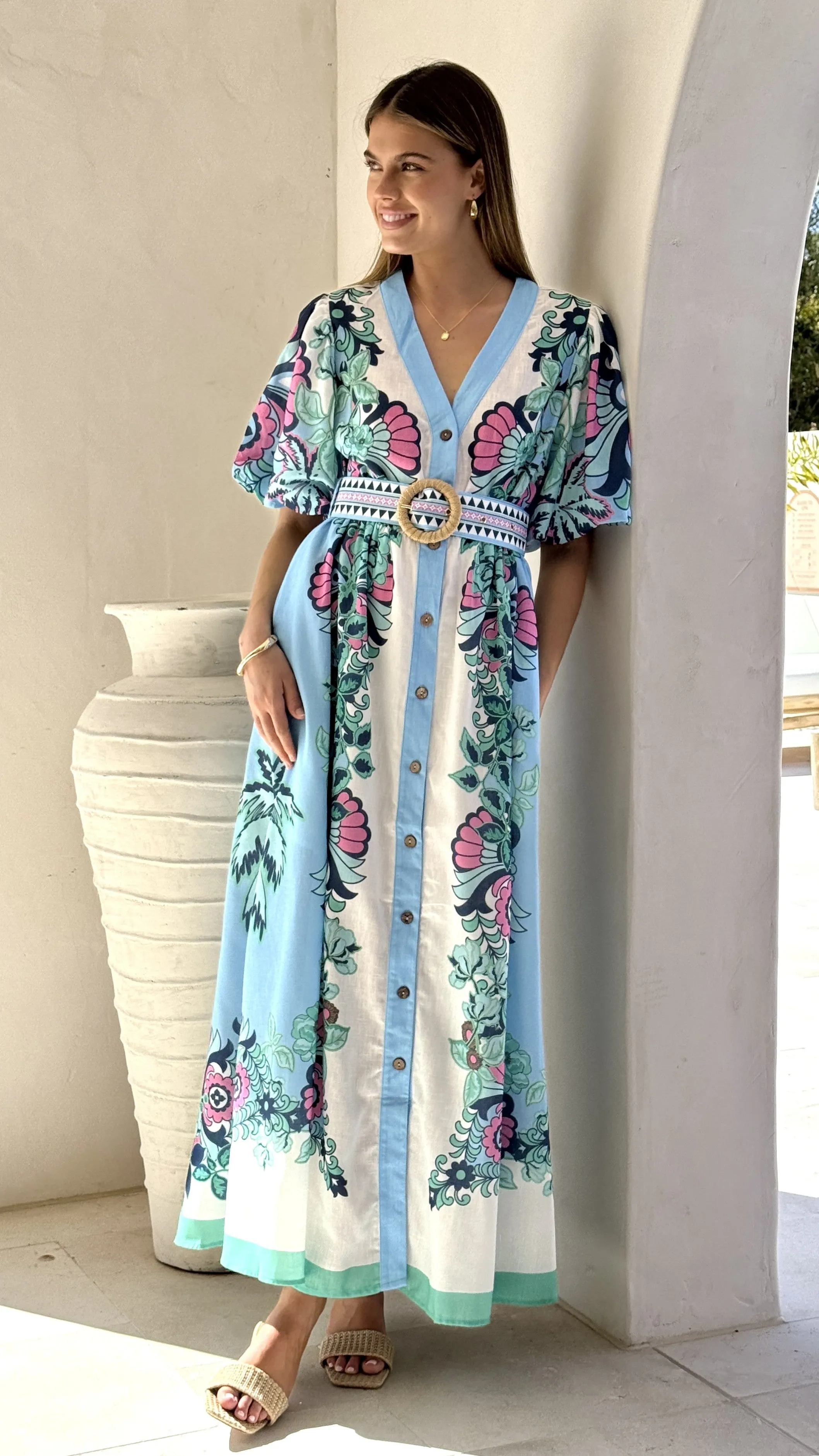 Dali Maxi Dress - Island Bloom Blue sold by Billy J product image thumbnail 4