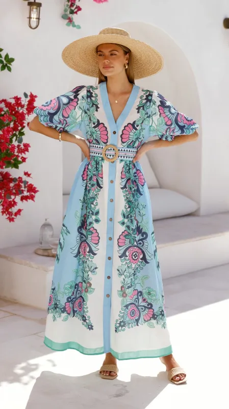 Dali Maxi Dress - Island Bloom Blue sold by Billy J