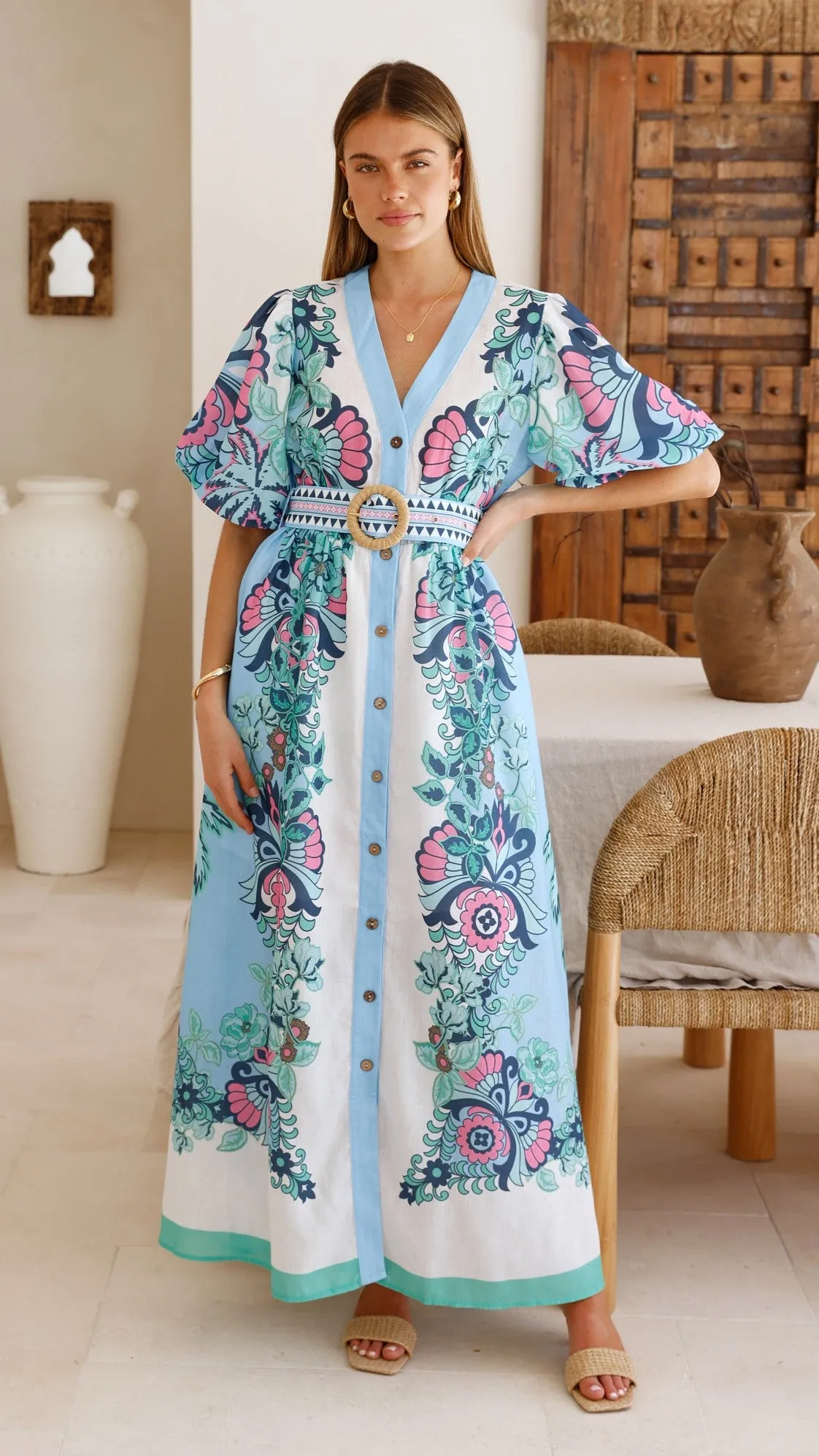 Dali Maxi Dress - Island Bloom Blue sold by Billy J product image thumbnail 5