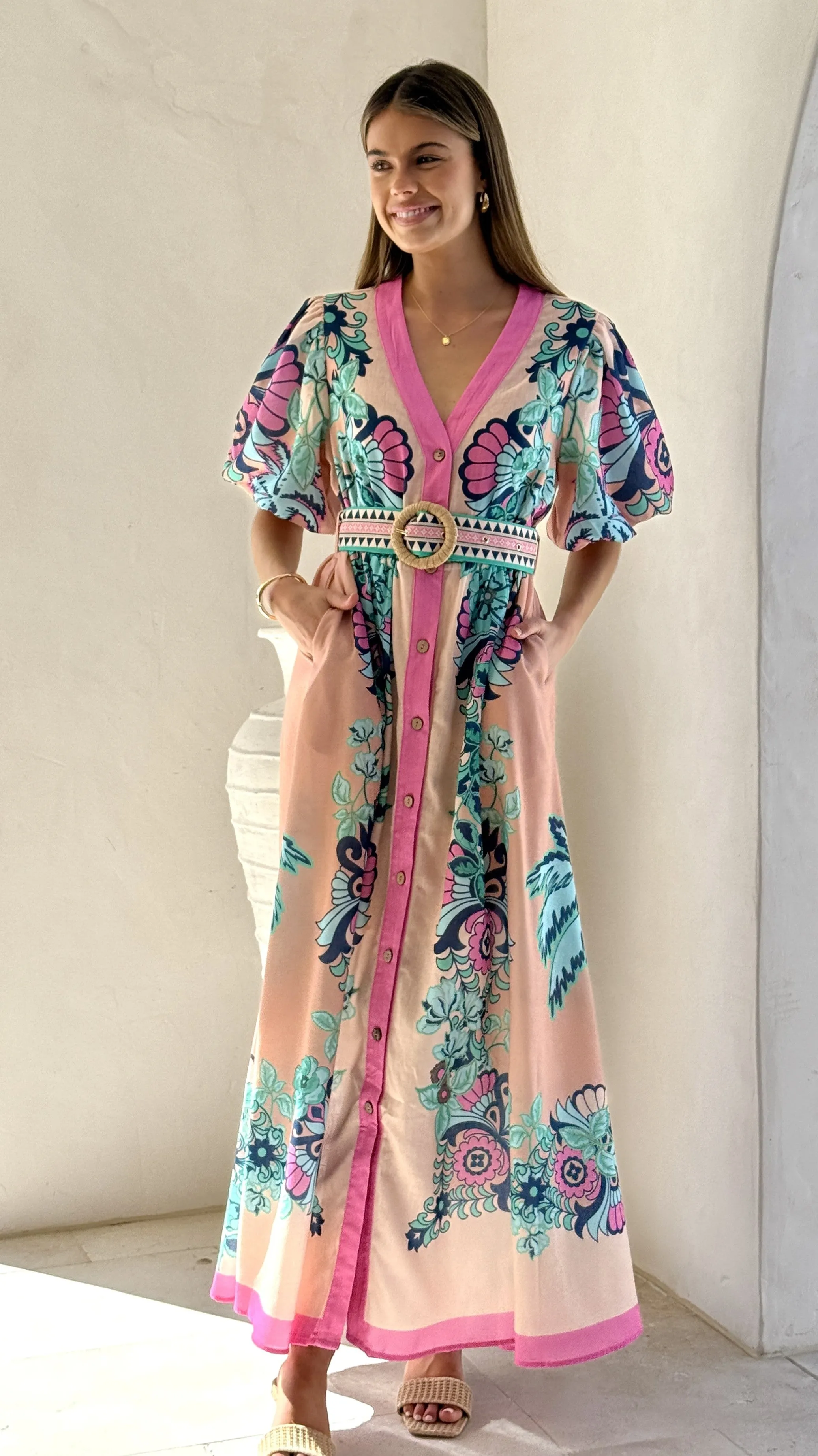 Dali Maxi Dress - Island Bloom Pink sold by Billy J product image thumbnail 5
