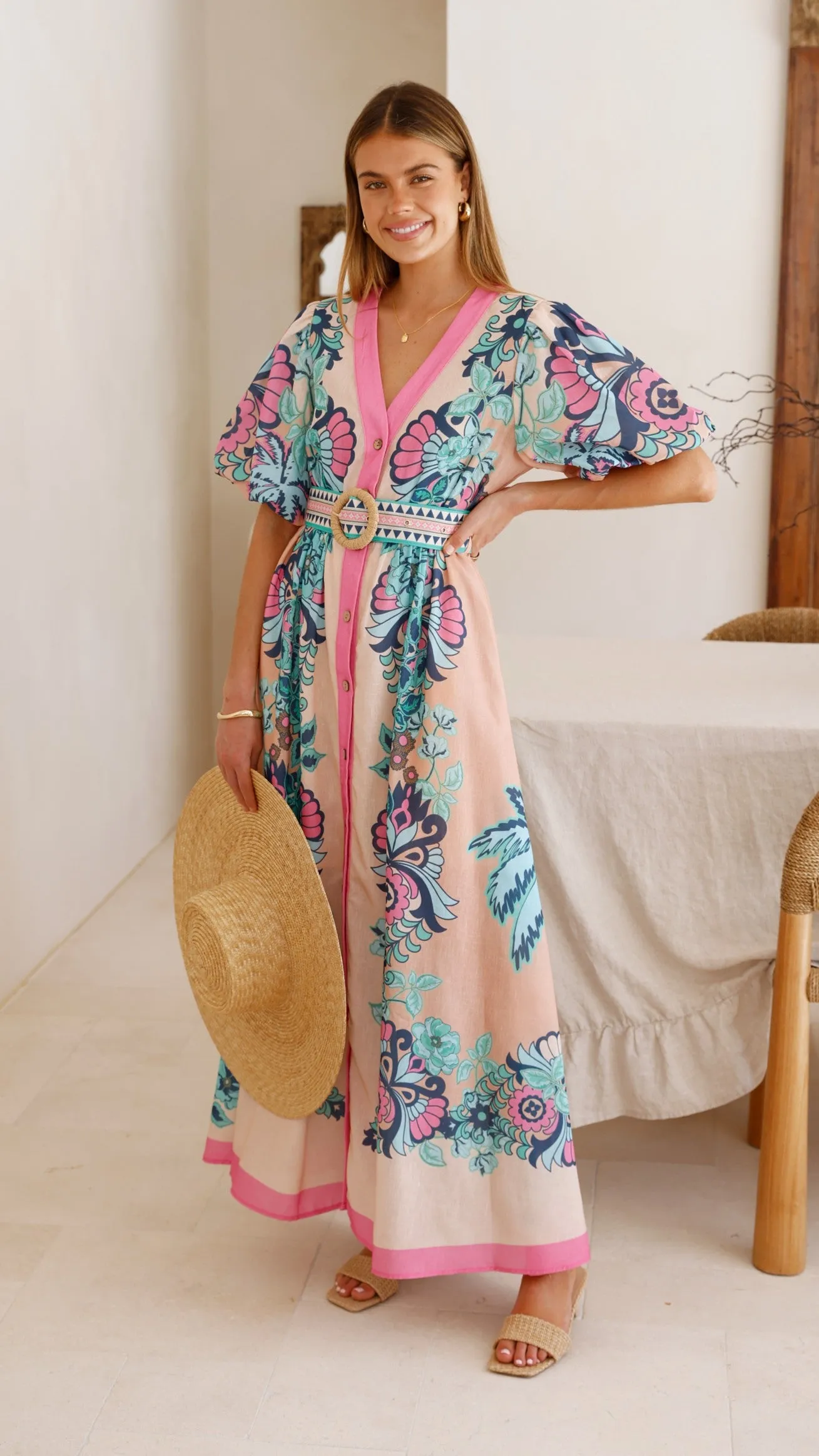 Dali Maxi Dress - Island Bloom Pink sold by Billy J product image thumbnail 4