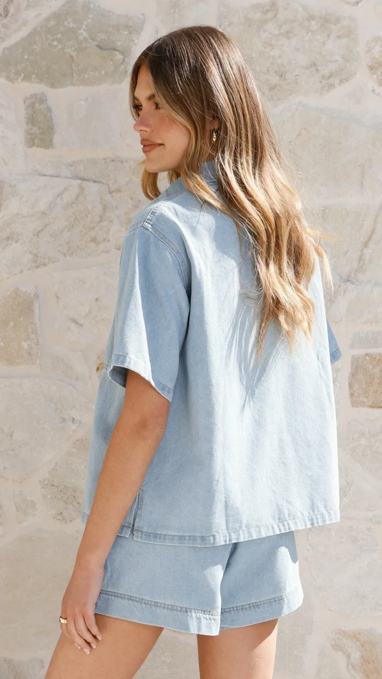 Adia Top and Shorts Set - Light Blue Denim sold by Billy J product image thumbnail 2