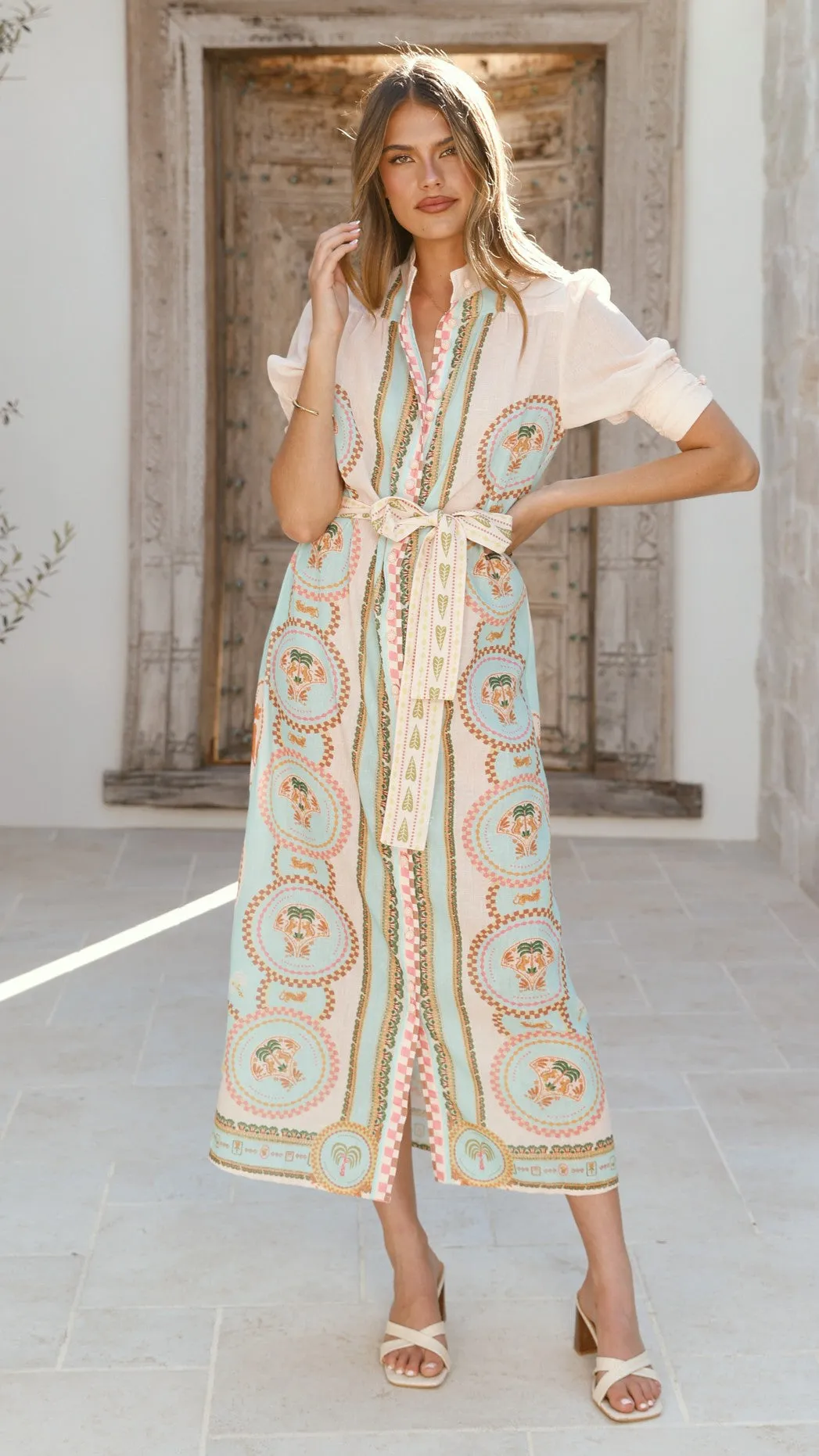 Magnolia Midi Dress - Acacia Palm Cream sold by Billy J product image thumbnail 5