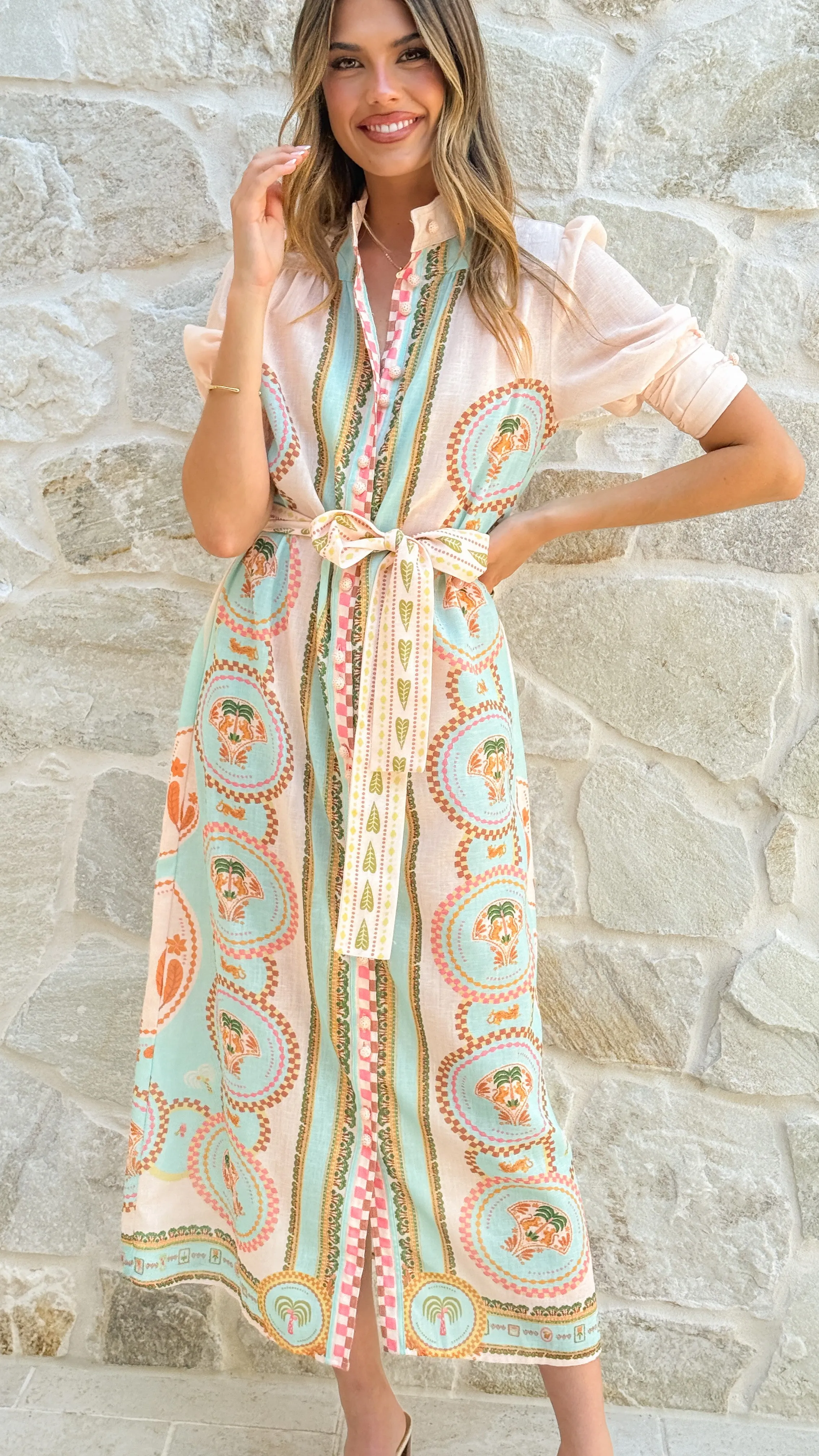 Magnolia Midi Dress - Acacia Palm Cream sold by Billy J product image thumbnail 4