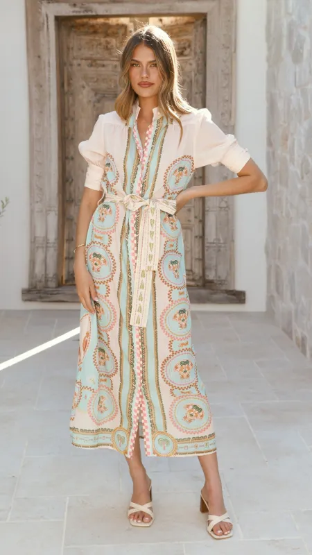 Magnolia Midi Dress - Acacia Palm Cream sold by Billy J