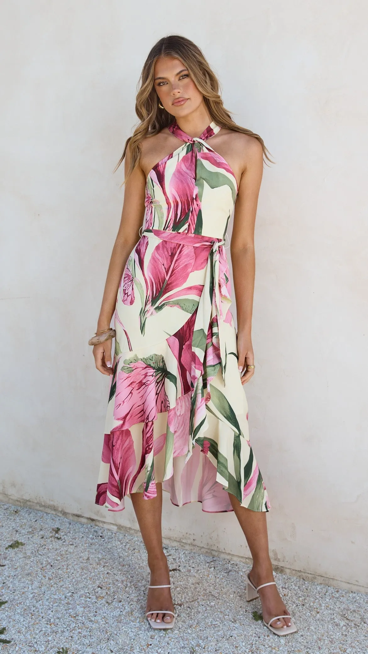 Alma Midi Dress - Lemon/Pink Floral sold by Billy J product image thumbnail 4