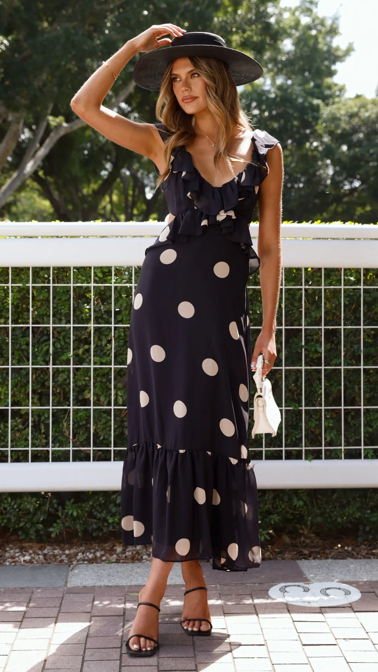 Taylee Midi Dress - Black/Cream Polka sold by Billy J product image thumbnail 5